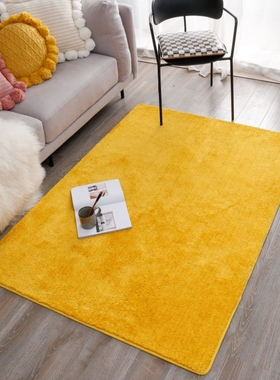 家用金黄色植绒客厅大地毯入户门地垫新房进门脚垫卧室满铺垫定制