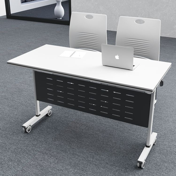 培训机构双人带轮折叠培训桌可移