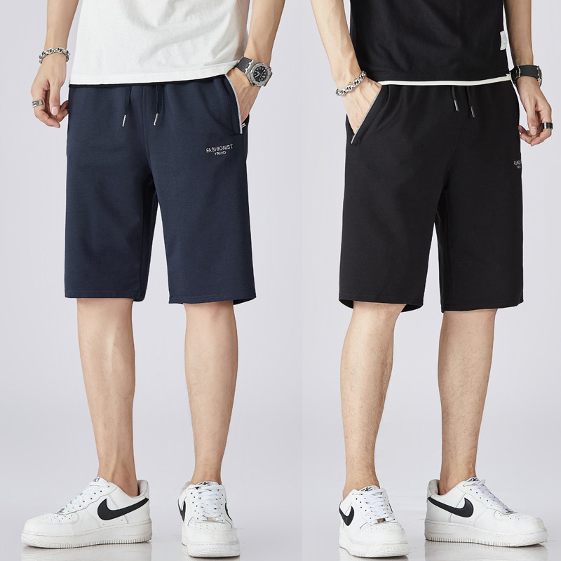 抽绳口袋纯棉运动短裤男五分裤夏季薄款宽松跑步篮球休闲裤子外穿