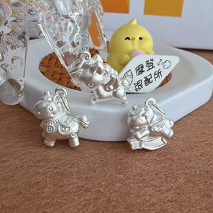 999足银纯银钱币马流星小马吊坠项链手工diy编绳天使飞马挂件配件