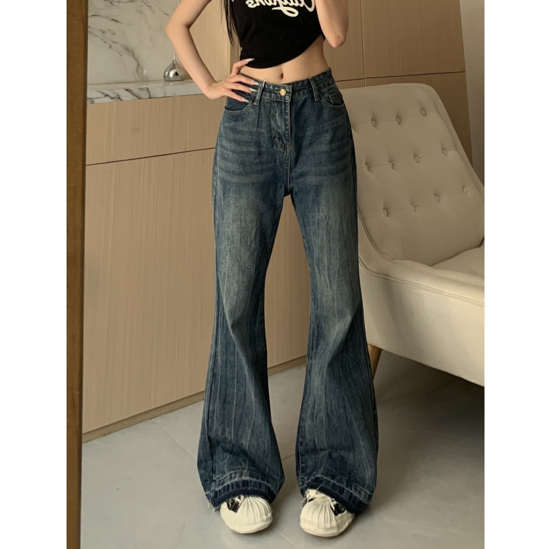 小个子一米五高腰微喇牛仔裤女