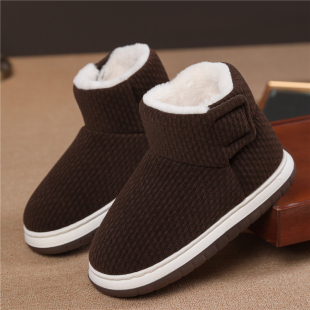 冬季中老年人加绒加厚保暖防滑厚底居家外穿包跟棉拖鞋男女款棉鞋