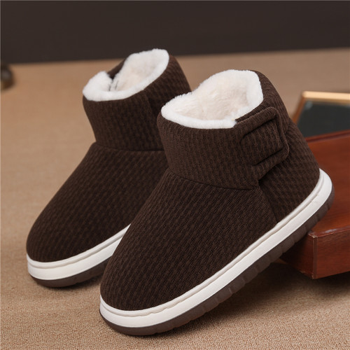 冬季中老年人加绒加厚保暖防滑厚底居家外穿包跟棉拖鞋男女款棉鞋