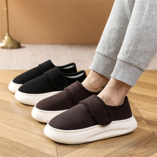 春秋男女款休闲布鞋中老年人松糕厚底防滑软底透气吸汗灯芯绒单鞋