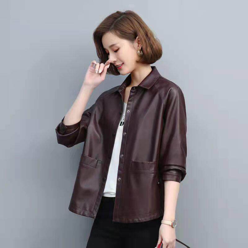 正品皮夹克女式短款2025春秋季新款韩式中年妈妈修身摩托车皮夹克