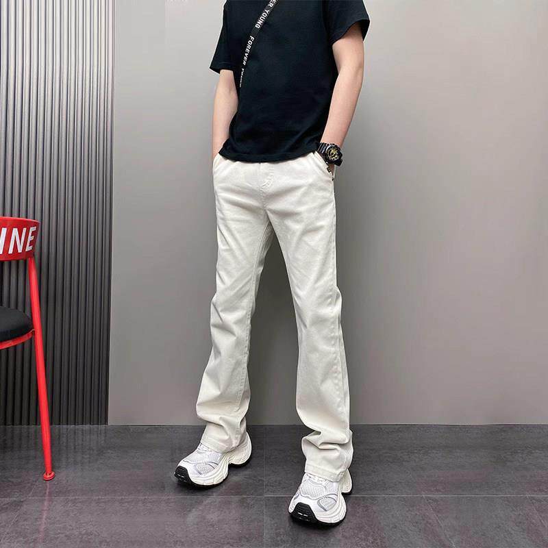 高端微喇叭牛仔裤男士2025新款春秋季百搭宽松直筒阔腿休闲裤子潮