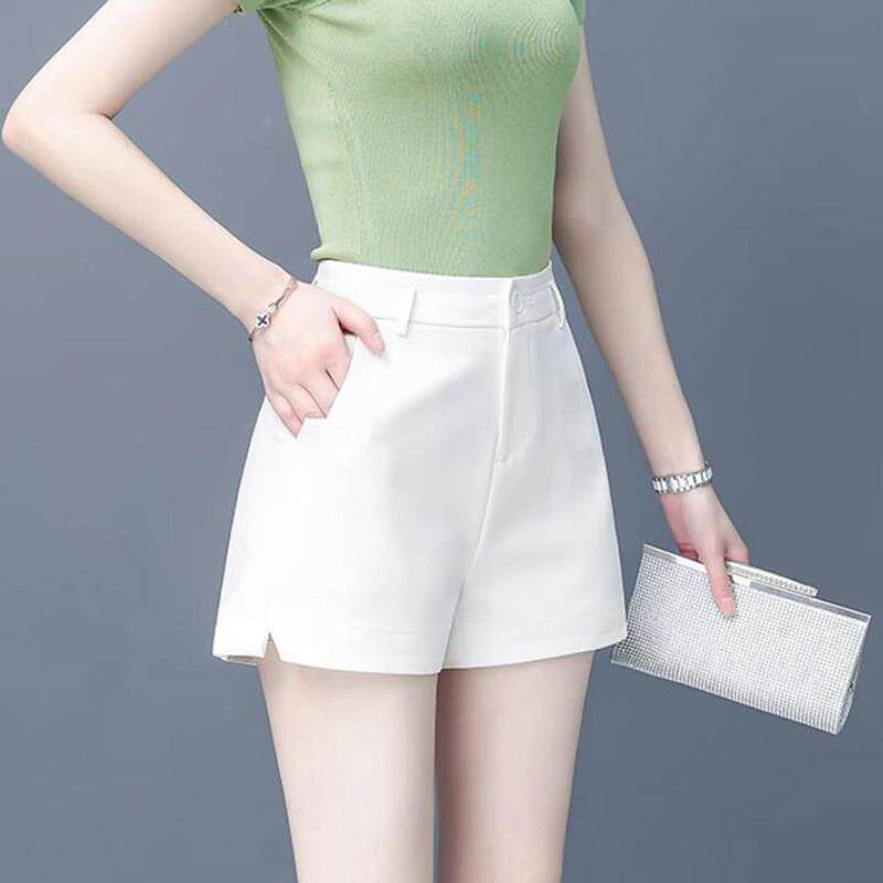 白色西装短裤女外穿夏季薄款2025新款爆款高腰宽松a字阔腿热裤子