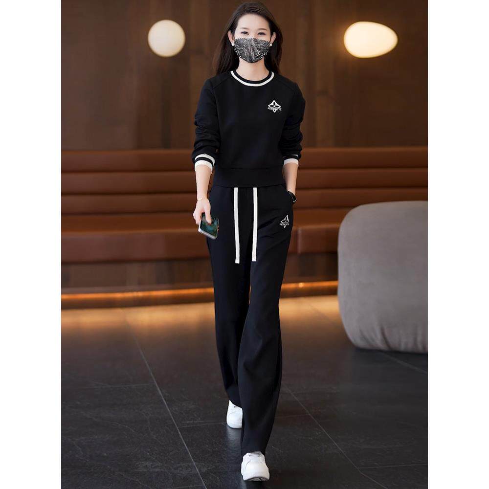 休闲运动套装女2026春秋新款时尚洋气减龄显瘦卫衣阔腿裤两件套潮
