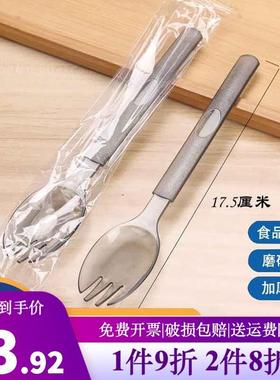 一次性勺子叉子独立包装汤勺儿童饭勺汤匙调羹冰淇淋勺 灰色叉勺