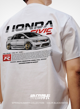 CIVIC思域T恤JDM短袖FD2喜美TYPE R汽车服饰轰达烂仔改装车T恤