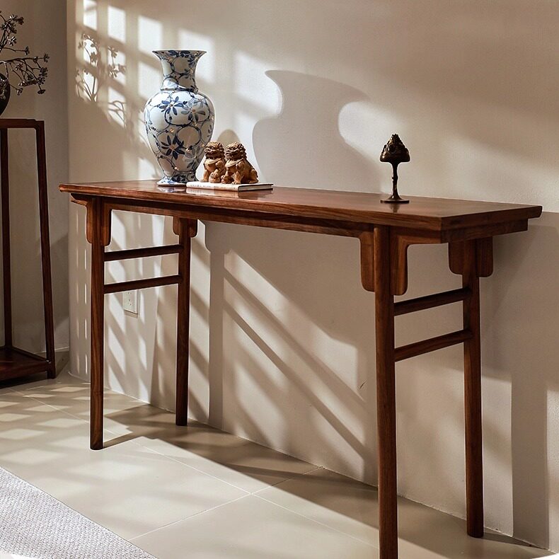 新中式实木玄关桌黑胡桃木条案