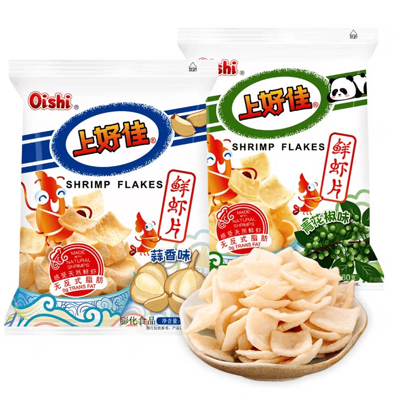 上好佳鲜虾片青花椒蒜香原味30克图片