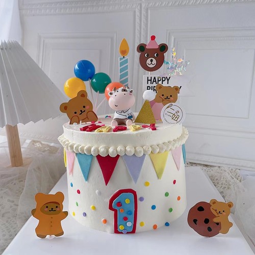 烘焙蛋糕装饰牛宝宝周岁摆件