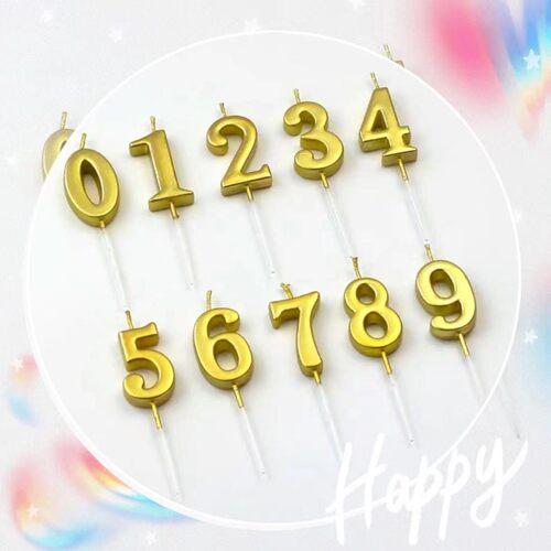 蛋糕装饰2025年0-9金色数字蜡烛创意生日插件镀金蜡烛PVC盒装