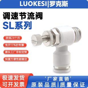 气动调速阀气管接头SL4-M5/6-01/8-02/10-03/12-04限流气缸节流阀