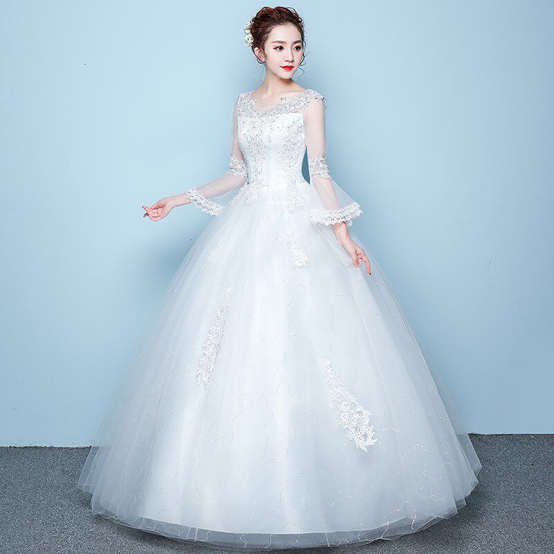 婚纱礼服新款精致新娘结婚长袖修身显瘦韩版大码森系齐地婚纱春夏|ruв категории Женская одежда, Cвадебные платья, свадебное платье - от Buy2taobao.com для оказания профессиональной услуги покупки агента Taobao