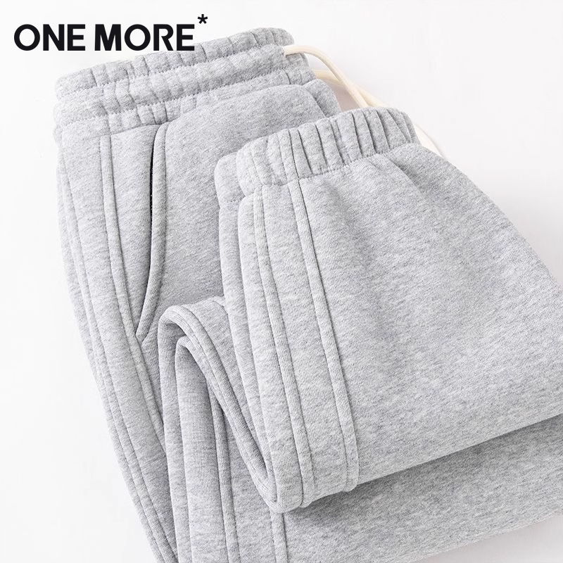 one more灰色运动裤女春夏季2025新款爆款休闲显瘦直筒束脚卫裤S