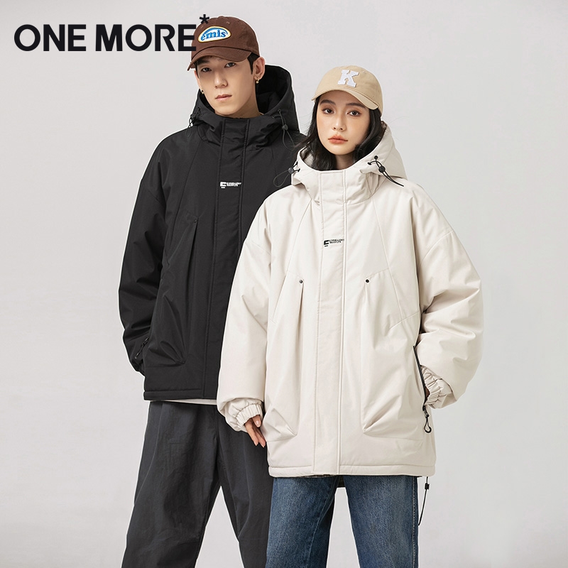 onemore连帽棉服女情侣工装外套