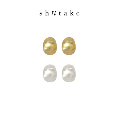 Shiitake【张佳宁同款】小豆豆金属质感椭圆耳钉金色银色