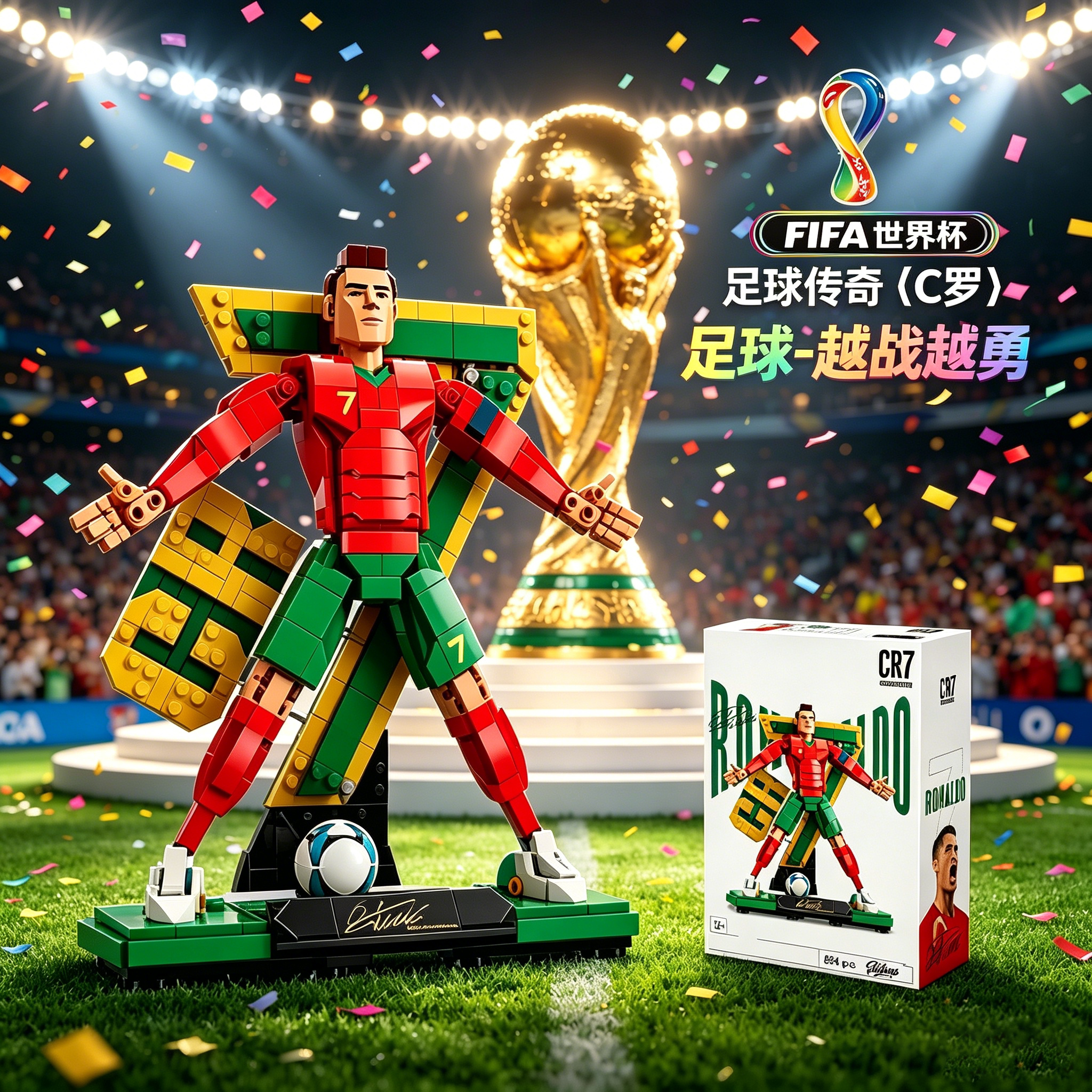 2026新款C罗拼装积木FIFA世界杯足球传奇梅西积木模型男玩具礼物