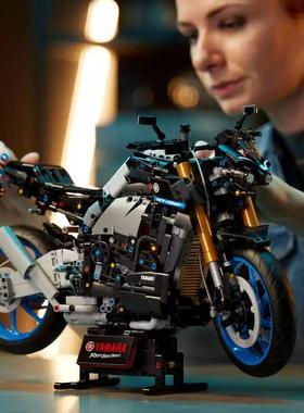 科技机械组系列雅马摩托车机车模型积木男成人摆件拼装玩具礼物