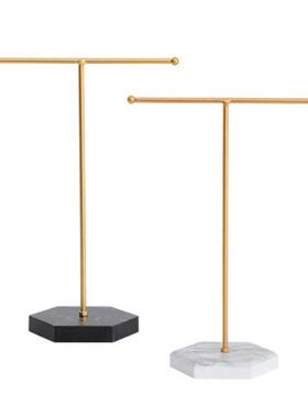 Marbled T-Shape Jewelry Rack Metal Necklace Holder Jewelry T