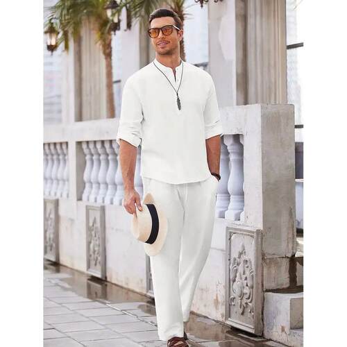 Cotton linen blend retro elegant men