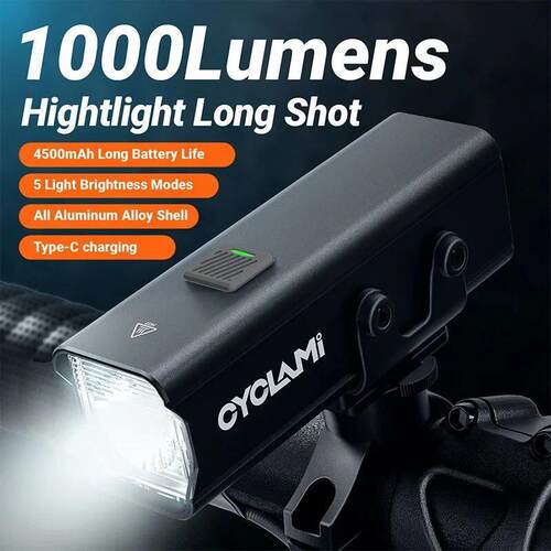 CYCLAMI 1000LM Bike Light Front Lamp Type-C Rechargeable LED