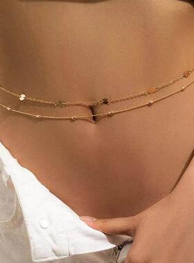 Sexy Vintage Aesthetic Belly Chain Thin Beads Link Body Chai
