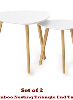Bamboo Nesting Triangle End Table Coffee Table Side Table