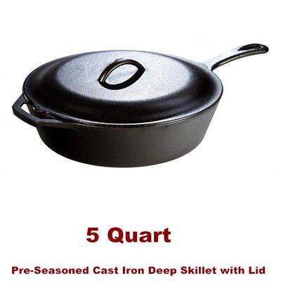 Cast Iron Deep Skillet Home Cooking Cookware Dutch Oven