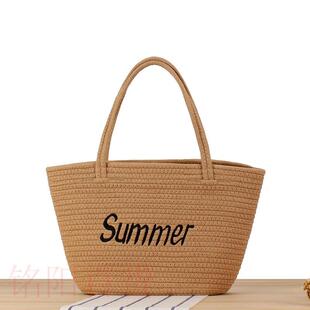 woven bag beach High single straw resort shoulder女包 volume