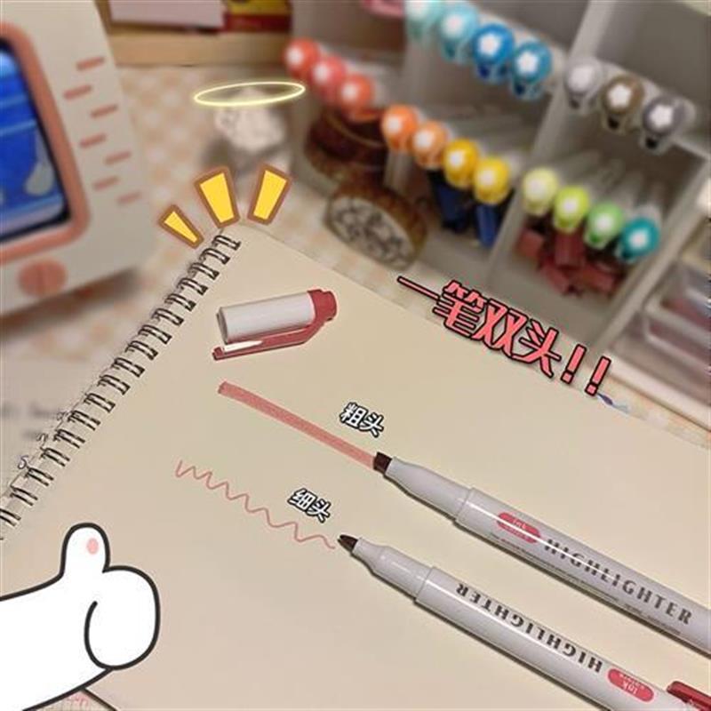 candy color double-headed highlighter marker pen双头荧光笔