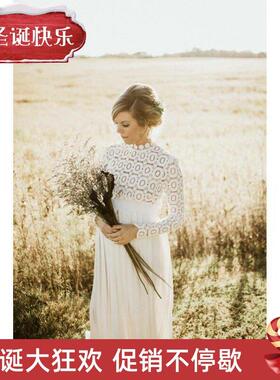 Women's lace stitching linen pregnant woman fluttering