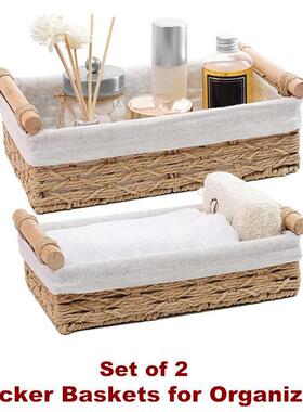 Round Paper Rope Wicker Baskets Organizing Storage Bins