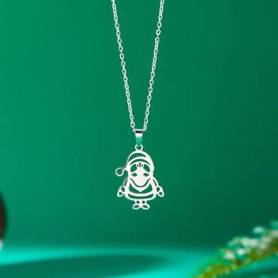Silver Color Stainless Steel Christmas Pendant Necklace