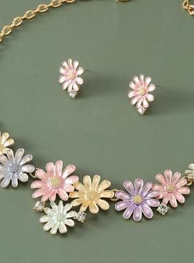 Cross border colorful pendant alloy necklace earrings项炼