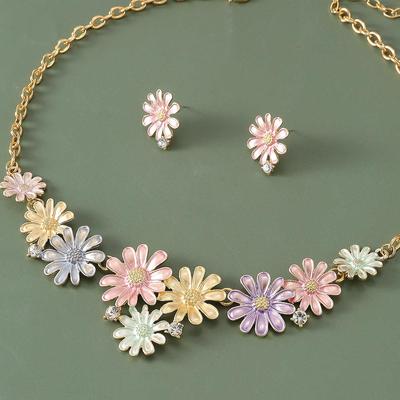 Cross border colorful pendant alloy necklace earrings项炼