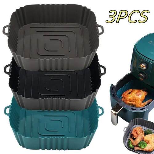 3PC Air Fryer Oven Baking Tray Silicone Tray Fried Chicken P