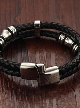 男士手炼 leather bracelet men boyfriend gift jewelry male