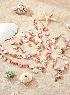 Bohemian Natural Rice Necklace Choker Women's Beach Jewelry