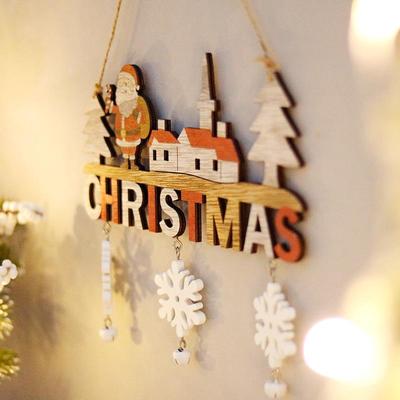 Christmas decorations Hanging wooden doors hanging gift