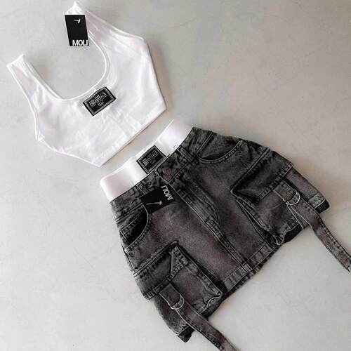 Multi pocket sleeveless splicing set women多口袋无袖拼接套装