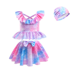 INS儿童分体泳衣女童2025网红美人鱼宝宝游泳衣女孩宝宝泡温泉