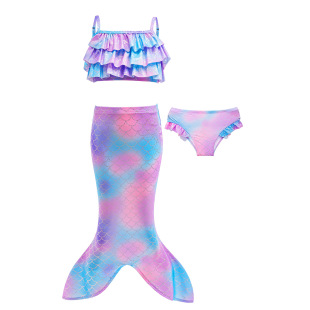 2026新梦幻美人鱼比基尼游泳套装 小女孩儿童泳衣女童度假温泉服