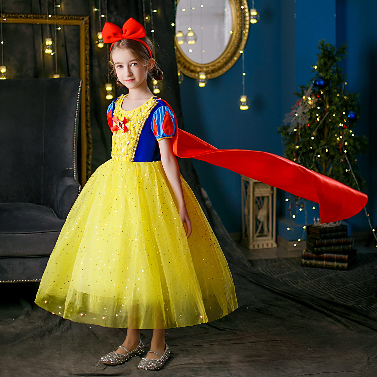 儿童连衣裙白雪公主裙女童新款生日礼服冰雪cosplay圣诞儿童服装