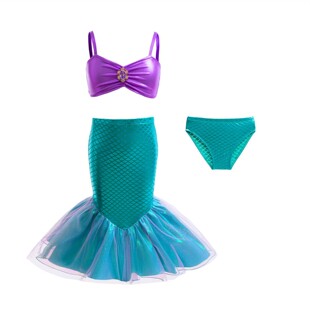 欧美外贸童装 美人鱼公主裙COS儿童度假温泉沙滩泳衣表演服