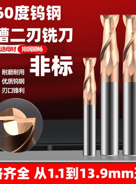 非标钨钢铣刀二刃涂层键槽合金铣刀小数点1.1 2.3 4.5 6.8-13.9mm