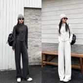 显瘦百搭休闲时尚 膨体蓄热绒修身 LU版 套装 柒柒Moon直播间