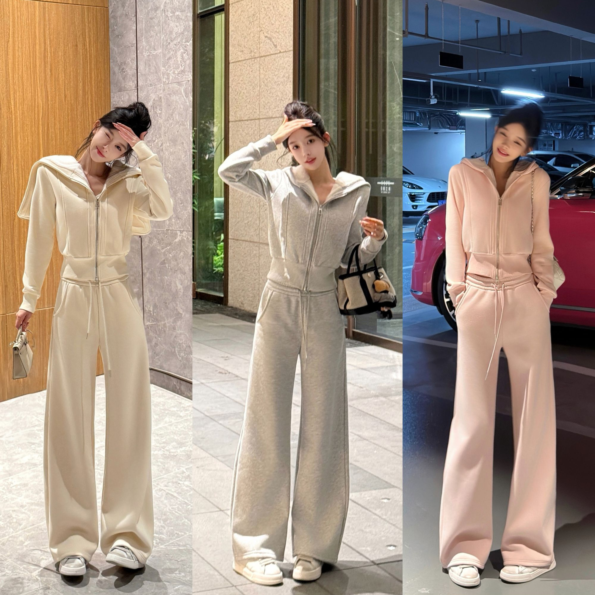 星空棉加绒连帽装保暖休闲女套